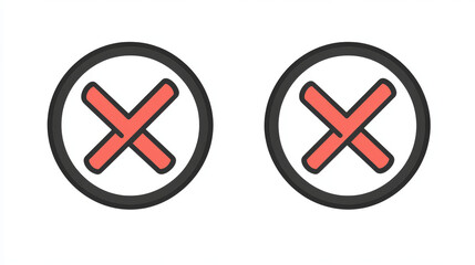 Obraz premium A set of check marks and crosses. The correct and incorrect icon. Vector illustration. Isolated YES and NO signs on a white background