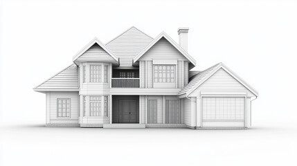 Fototapeta premium Black and white house. Building on a white background. 3D.