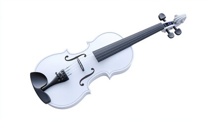 3Drendered violin in retro 80s style with a modern trendy white color design