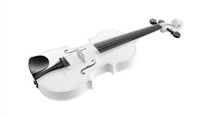 3Drendered violin in retro 80s style with a modern trendy white color design