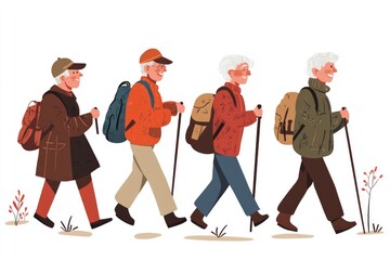 Cheerful Elderly Friends Strolling Outdoors Together with Canes, Enjoying Life in Their 70s