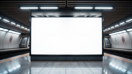 Clean subway station mockup with an empty billboard, perfect for displaying advertisements and promotions.