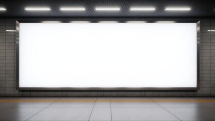 Obraz premium Blank subway mockup with a clean white background, ideal for showcasing custom advertisements.