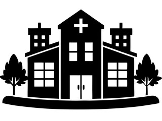 Fototapeta premium hospital black silhouette vector, Simple silhouette Design vector icon with white background