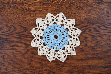 Beautiful hand-embroidered napkin, lying on the table