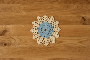 Beautiful hand-embroidered napkin, lying on the table