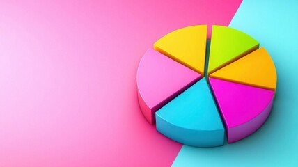 Obraz premium Vibrant pie chart visualization creative studio digital art colorful environment top-down view data representation