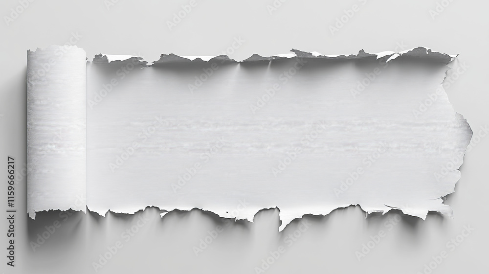 Poster rip paper page curl with torn edge vector sheet. clean canvas surface with scratch rolled notice. no