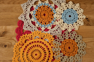 Beautiful hand-embroidered napkins lying on the table.