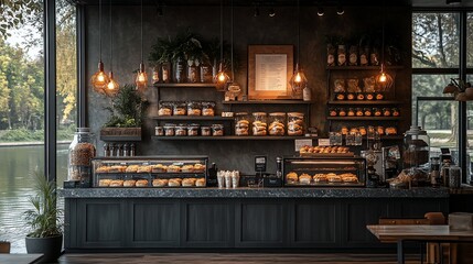 Modern Bakery Cafe With Delicious Pastries And Coffee