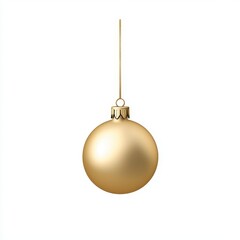 Elegant Golden Ornament Hanging on a String, Perfect for Holiday D&eacute;cor and Festive Celebrations, Isolated on a Clean White Background for Seasonal Themes