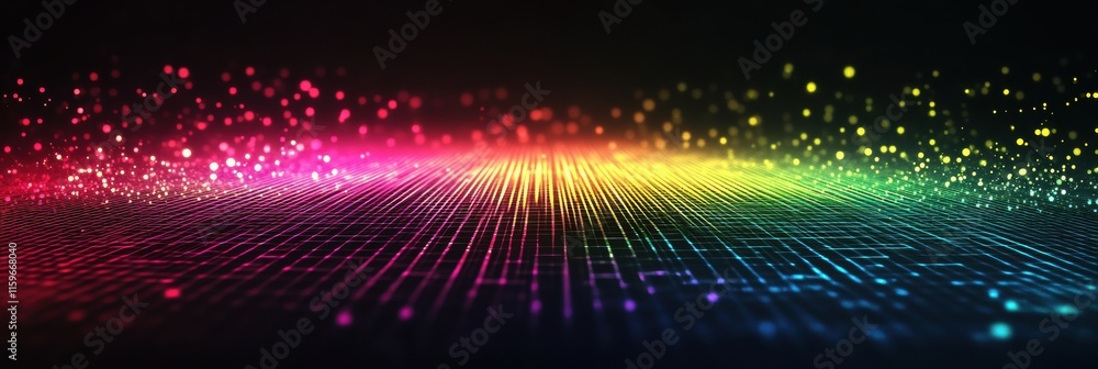 Fototapete vibrant abstract mosaic featuring glowing pixelated elements in a colorful display. generative ai