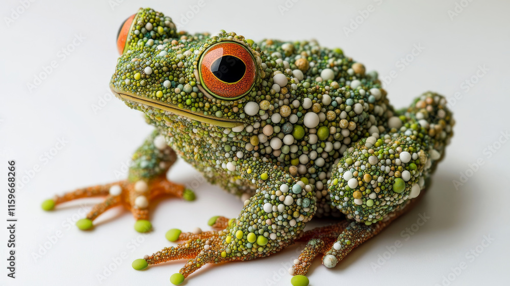 Poster frog of particles. the frog consists of small circles