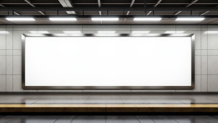 Obraz premium Subway station with a blank billboard space, ready for custom advertisements and creative banner placements.