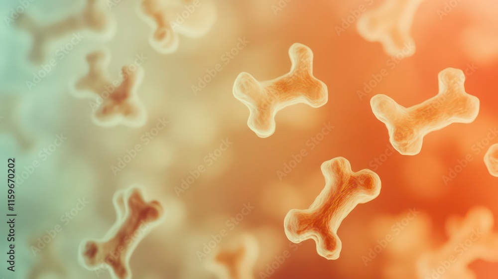 Poster abstract background with bone-shaped elements in pastel orange and green tones.