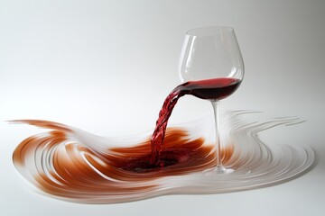 red wine pouring into a wine glass, irregular curvilinear forms