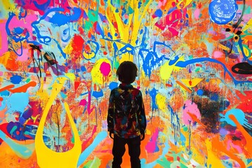 Fototapeta premium A visual representation of autism showing a middle of very creative thoughts