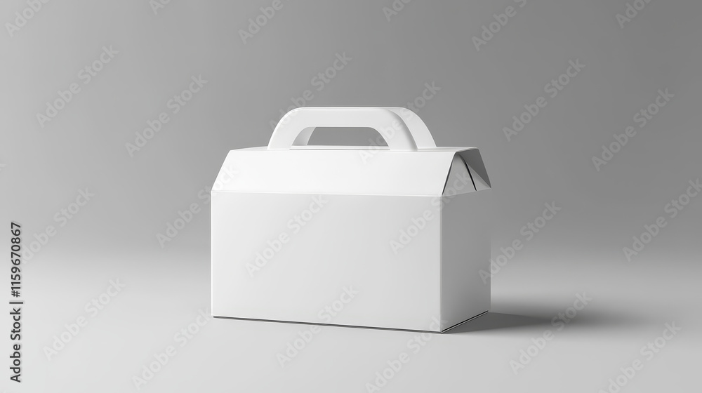 Poster white box with handle and window package mockup. 3d blank carton design for business merchandise and