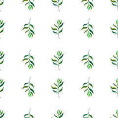 Abstract flowers. Simple seamless pattern of abstract watercolor flowers on a white background. For your design