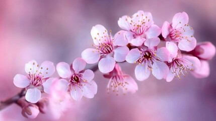 Naklejka premium Delicate Pink Blossoms Branching Out Beautifully