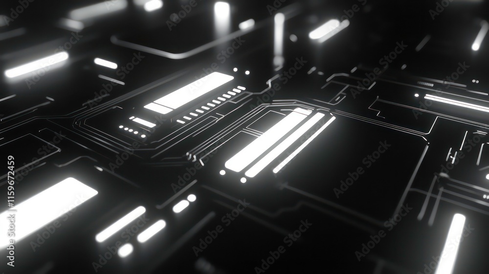 Poster abstract glowing circuit board texture.