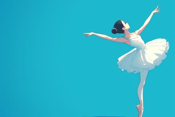 Fototapeta premium illustration anime style ballerina wearing ballerina tutu and dancing gracefully