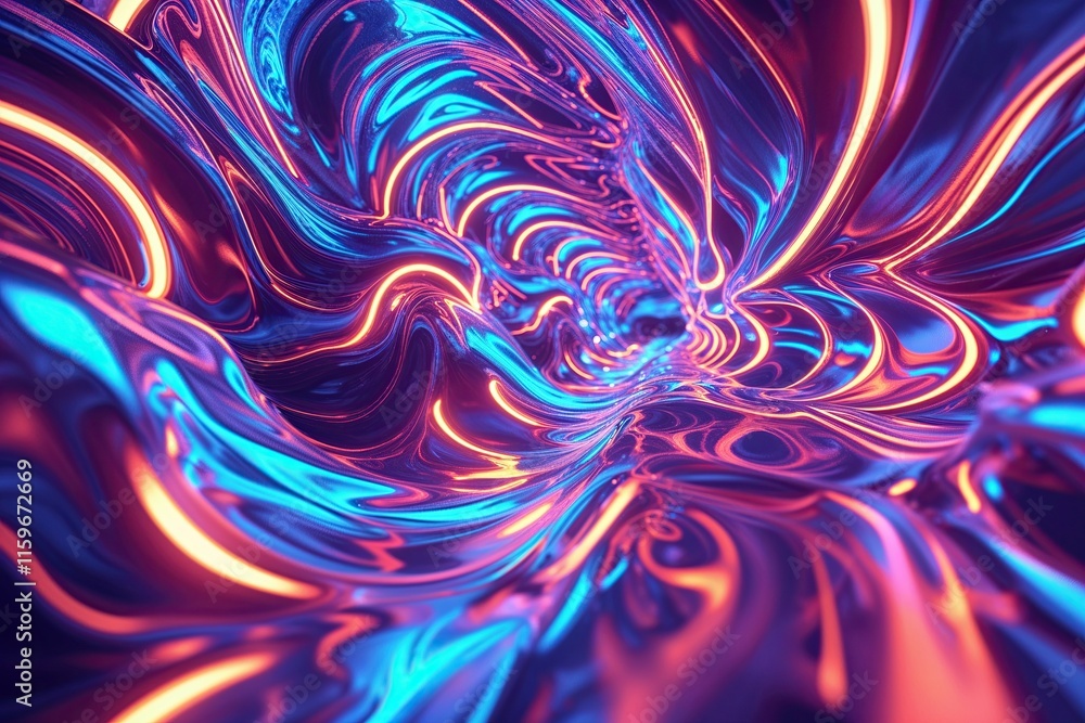 Poster surreal glimmering neon wave pattern in dazzling motion with 3d effect for stunning displays and ill