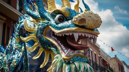 Fototapeta premium Vibrant Street Festivals with Colorful Floats and Parades