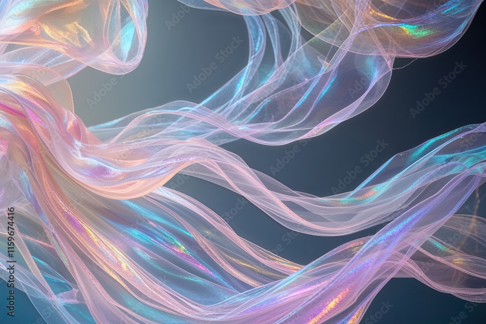 Aufkleber iridescent silken strands in ethereal flow creating colorful 3d art for wallpaper murals and canvas 