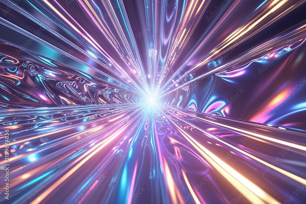 Poster stunning iridescent light beams in dynamic fluid motion for captivating 3d background