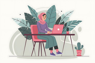 Modern Woman Working Remotely Illustration

