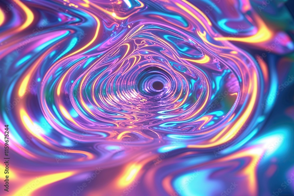 Poster iridescent holographic wave animation in 3d with vibrant neon motion for dynamic backgrounds and ban