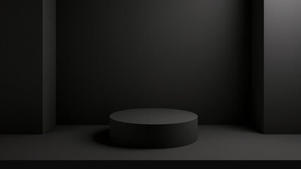 Black minimal background with platform pedestal stand stage podium for display and promotion of your brand or product