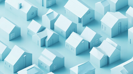 3D render of a building vector. The contours of houses on a blue drawing