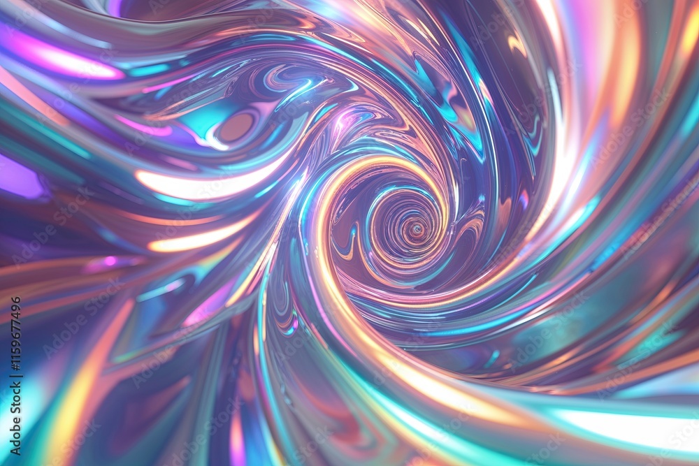 Poster irresistible three dimensional iridescent swirling shapes dynamic motion background design