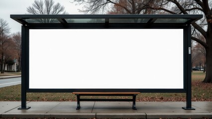 Subway bus stop mockup with a large white billboard, ideal for customized advertising and banner promotions.