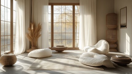 Serene Minimalist Living Room With Natural Light and Textures