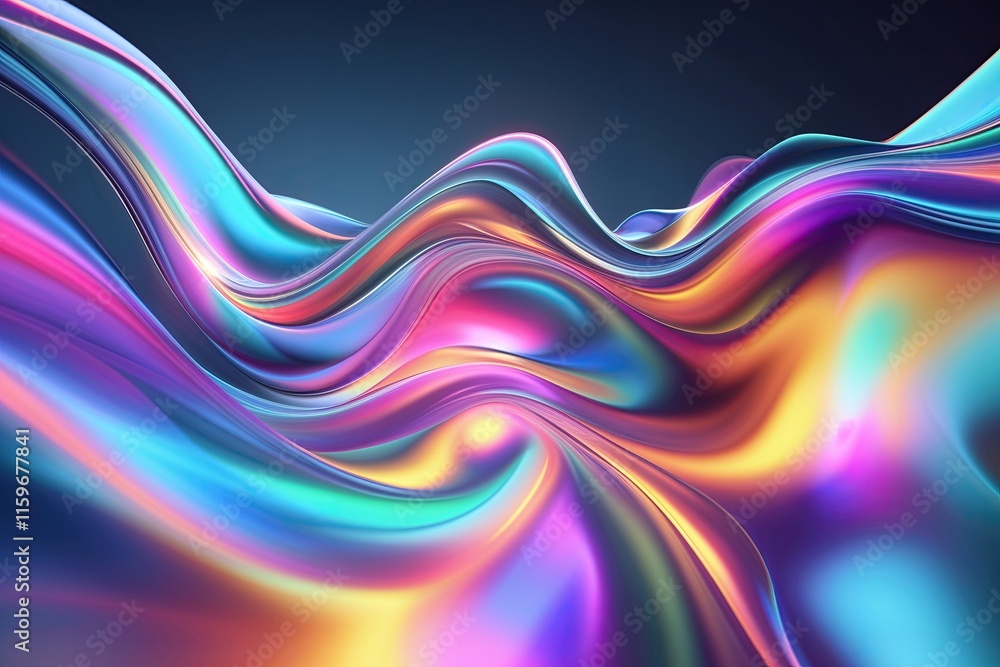 Poster mesmerizing dynamic three-dimensional gradient holographic motion flow