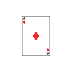 Ace of diamond playing card icon vector design illustration, isolated on white background. 