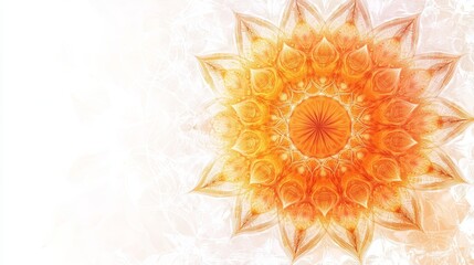 Mesmerizing orange mandala design captivates against an ethereal white backdrop, isolated for your creative compositions and vector illustrations.