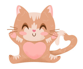 Happy Red Cat Character Opens Arms for Hug.