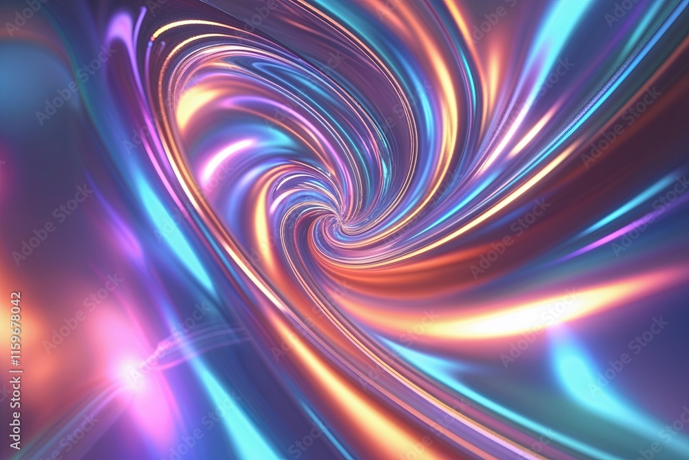 Poster iridescent flowing curves in motion colorful three dimensional visuals for media and display