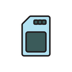 Sim card icon vector design illustration, isolated on white background. 