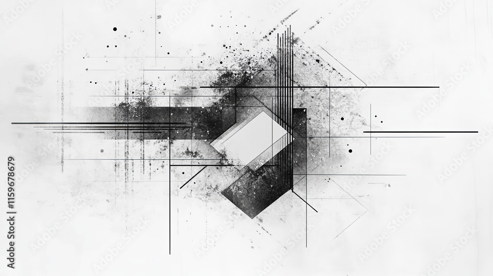 Poster different figures on white background with frame of dotted lines, geometric shapes. vector set of el