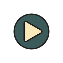 play button icon, music player vector design illustration, isolated on white background. 