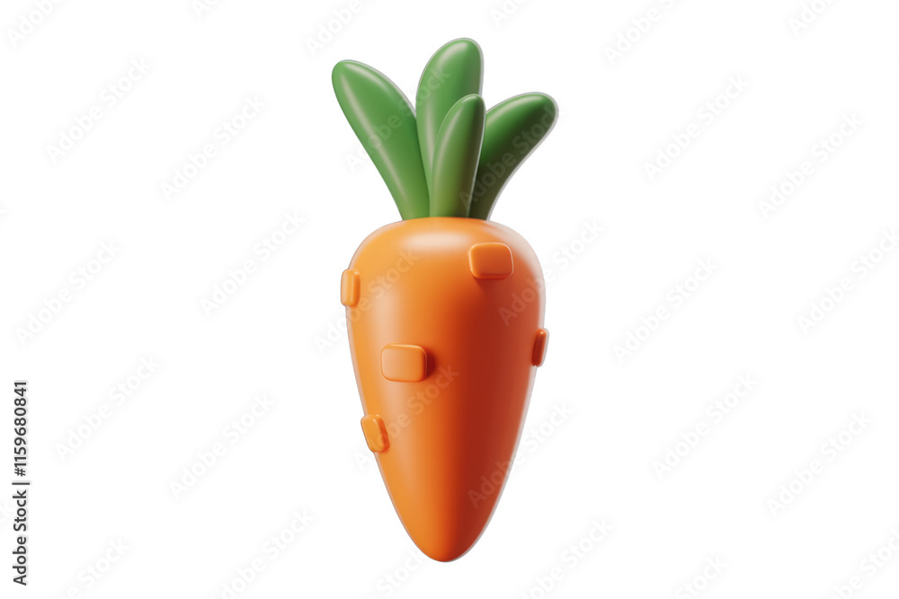 Leinwandbilder a 3d rendered cartoon carrot with a simplistic design, isolated on a transparent background. backgro