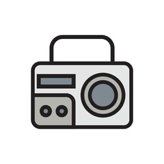 Radio flst icon, retro technology flat icon, old communication tools design illustration. 