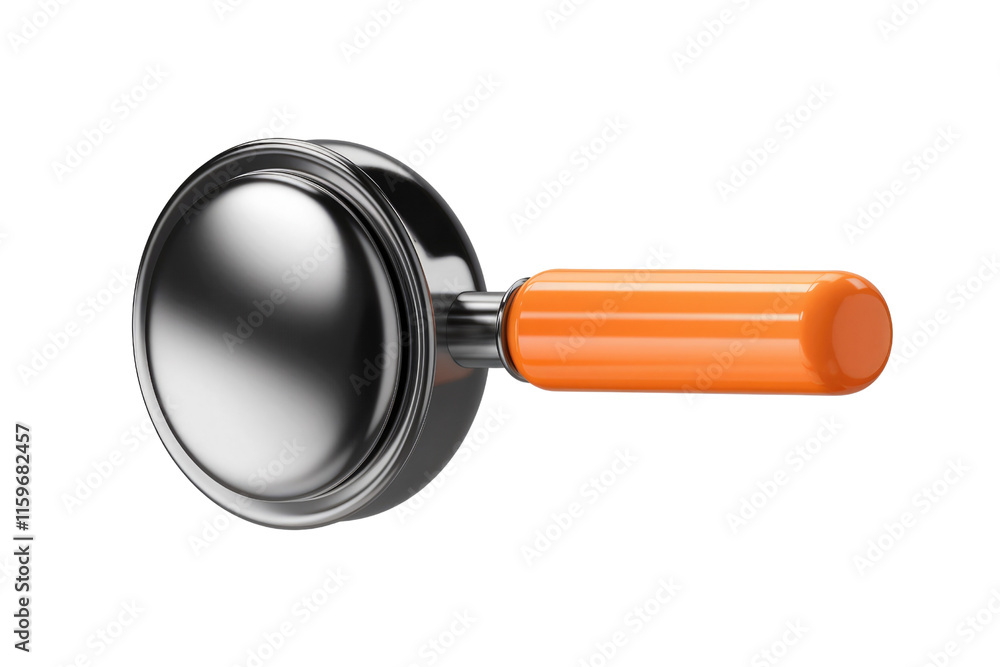 Aufkleber a 3d render of a sleek, metallic magnifying glass with an orange handle, perfect for search or disco