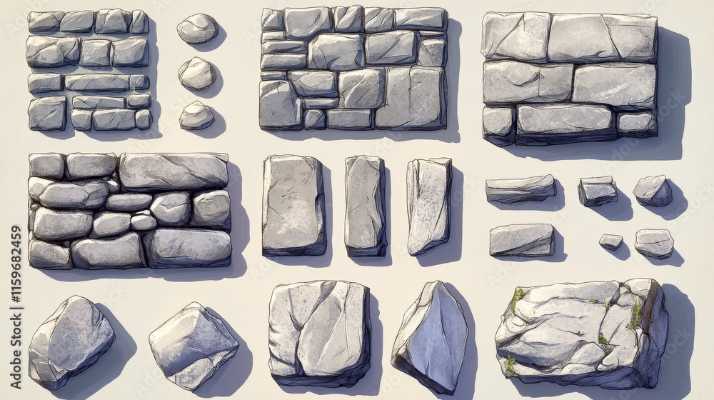 Poster vector stone design elements for game and web