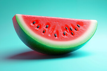 A slice of watermelon on a blue background
